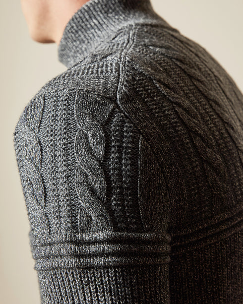 <P>Cotton Blend Cable Knit Funnel Neck Jumper</P>